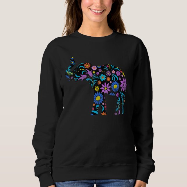 Cute Flower Elephant 3 Sweatshirt (Front)