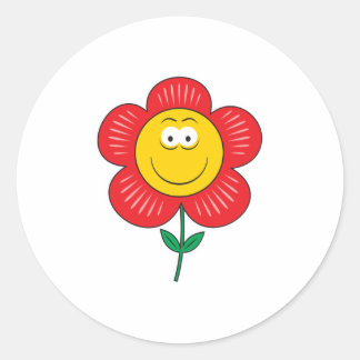 Cute Flower Face Classic Round Sticker
