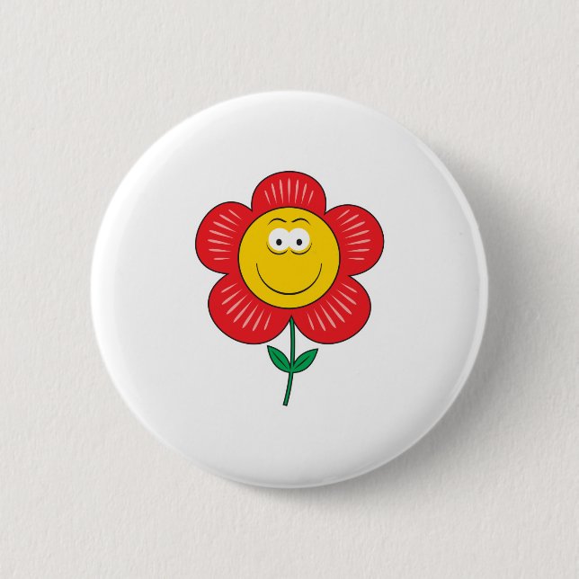 Cute Flower Face Pinback Button (Front)