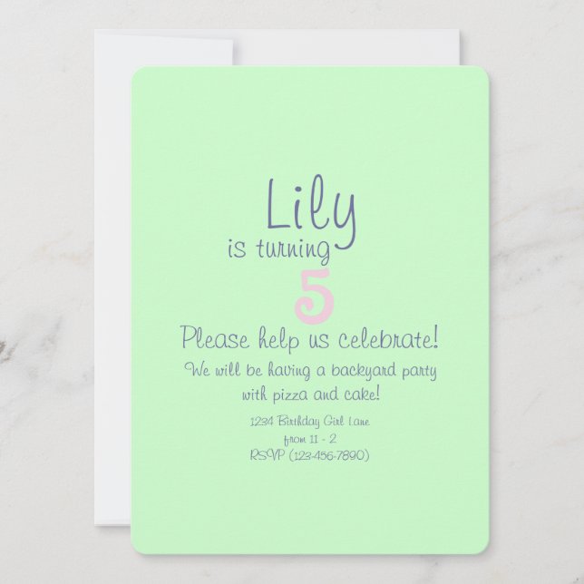 Cute Flower Fairy Birthday Party Invite (Front)