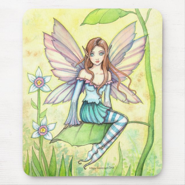 Cute Flower Fairy Fantasy Art Mouse Pad (Front)