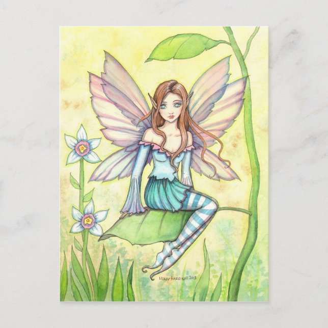 Cute Flower Fairy Fantasy Art Postcard (Front)