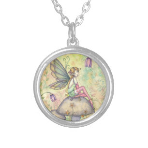 Cute Flower Fairy Fantasy Art Silver Plated Necklace