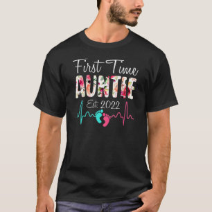 Cute Flower First Time Auntie Birthday Mothers Day T-Shirt