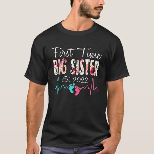 Cute Flower First Time Big Sister Birthday Mothers T_Shirt