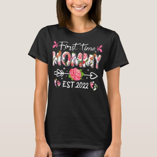 Cute Flower First Time Mommy Birthday Mothers Day T_Shirt