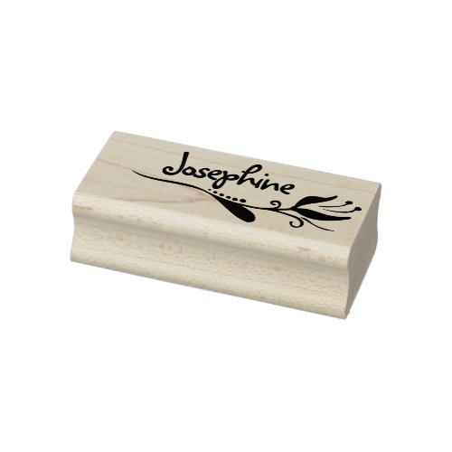 Cute Flower Floral Drawing Personalized Name Text Rubber Stamp