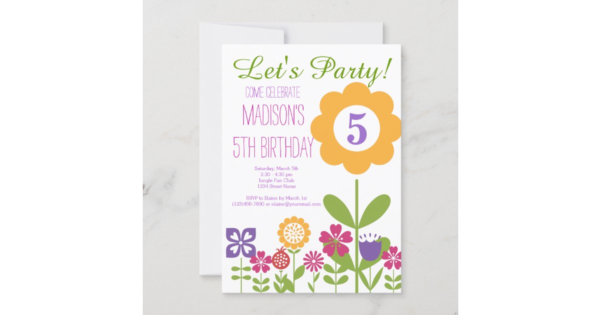 Cute Flower Garden Birthday Party Invitations Zazzle