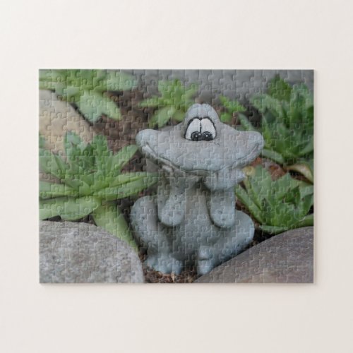 Cute Flower Garden Frog Hens And Chicks Jigsaw Puzzle
