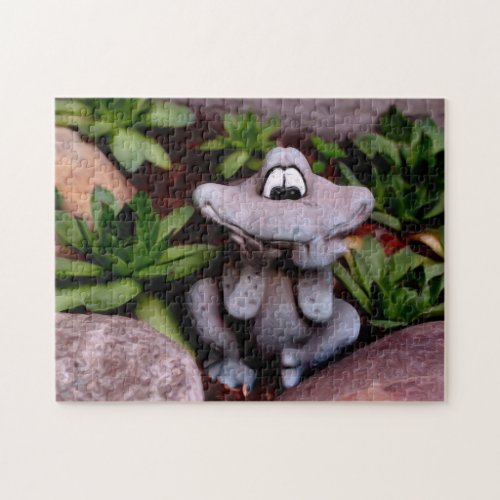 Cute Flower Garden Frog Photo Painting  Jigsaw Puzzle