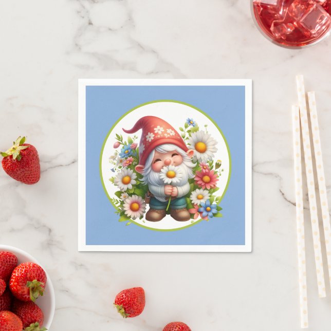Cute flower garden party gnome  napkins (Insitu)