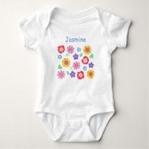 Cute Flower Garden Soft Colors Baby Bodysuit