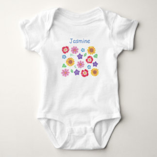 Cute Flower Garden Soft Colors Baby Bodysuit