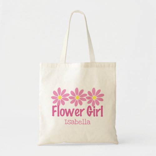 Cute Flower Girl Pink Daisy Custom Wedding Gift Tote Bag