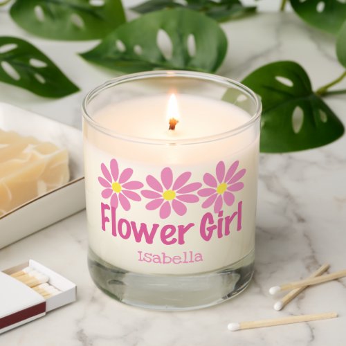 Cute Flower Girl Pink Daisy Personalized Gift Scented Candle