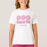 Cute Flower Girl Pink Daisy Personalized Girls T-Shirt<br><div class="desc">Cute personalized flower girl t-shirt for the special little girls in your wedding bridal party. Pretty pink daisy flowers with the child's name underneath on a beautiful kids shirt gift.</div>