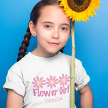 Cute Flower Girl Pink Daisy Personalized Girls T-Shirt<br><div class="desc">Cute personalized flower girl t-shirt for the special little girls in your wedding bridal party. Pretty pink daisy flowers with the child's name underneath on a beautiful kids shirt gift.</div>