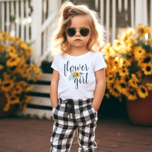 Cute Flower Girl Sunflower Wedding T_Shirt