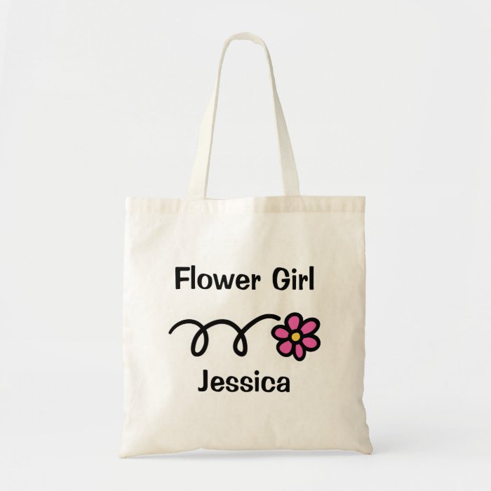 Cute flower girl tote bag with personalized name | Zazzle