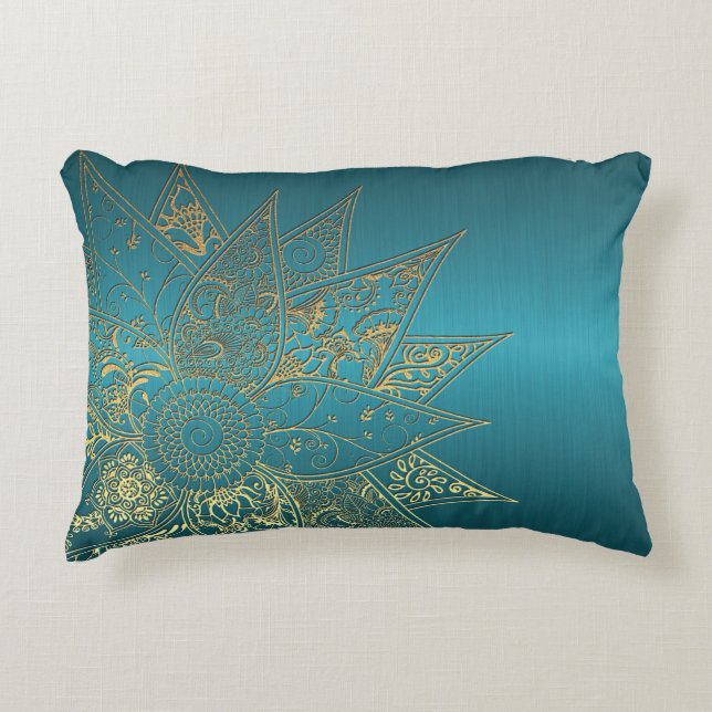 Cute flower henna hand drawn design decorative pillow (Front)