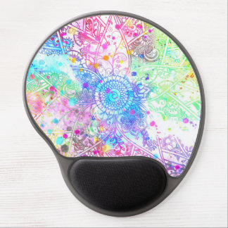 Cute flower henna hand drawn design watercolors gel mouse pad