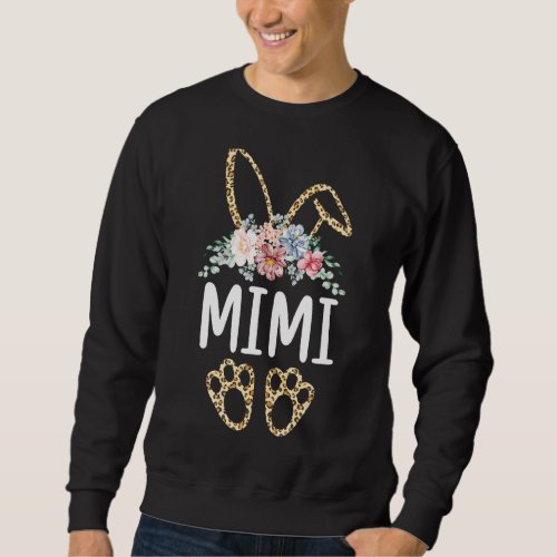 Cute Flower Leopard Mimi Bunny Easter Day Women Gi Sweatshirt