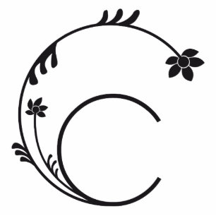 CUTE FLOWER MONOGRAM LETTER C BLACK CUTOUT
