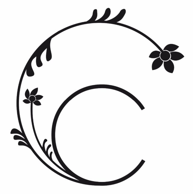 CUTE FLOWER MONOGRAM LETTER C BLACK CUTOUT (Front)