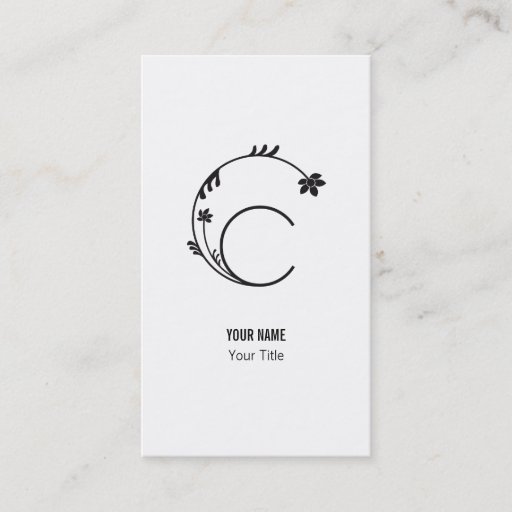 Customizable CUTE FLOWER MONOGRAM LETTER C WHITE BUSINESS CARD