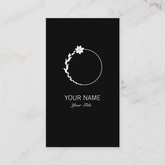CUTE FLOWER MONOGRAM LETTER O BLACK BUSINESS CARD (Front)