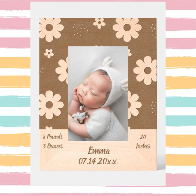 Cute Flower Name/Birthday Photo Engraved Frames (Creator Uploaded)