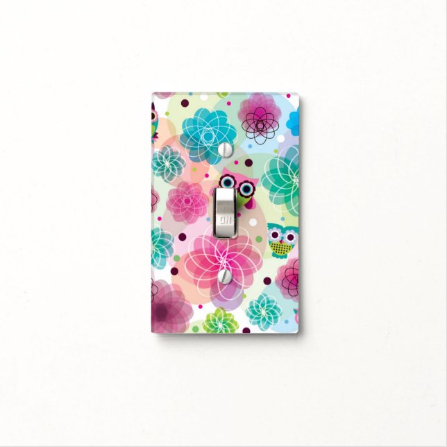 Cute flower owl background pattern light switch cover (In Situ)