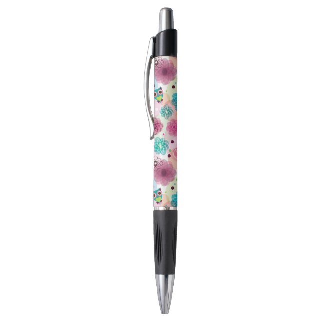 Cute flower owl background pattern pen (Top (Vertical))