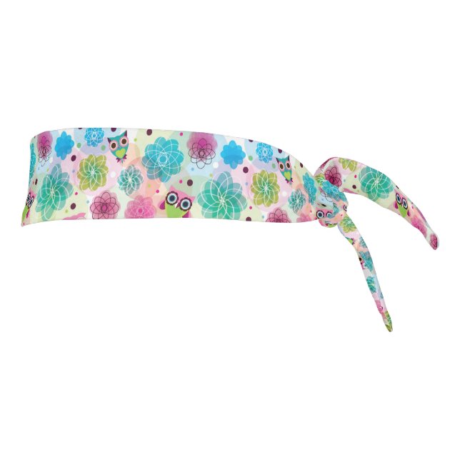 Cute flower owl background pattern tie headband (Rotate 90)
