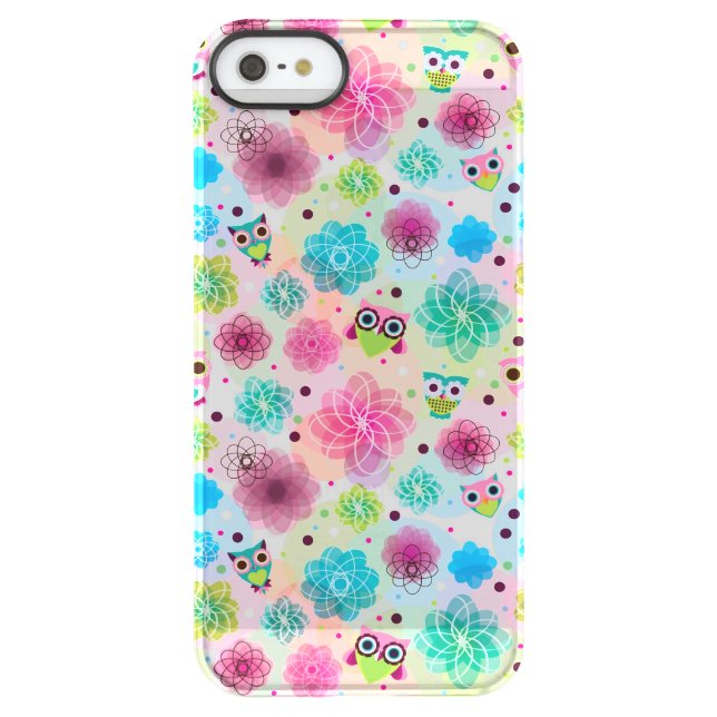 Cute flower owl background pattern uncommon iPhone case (Back)