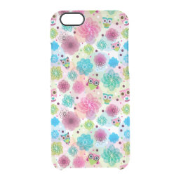 Cute flower owl background pattern clear iPhone 6/6S case