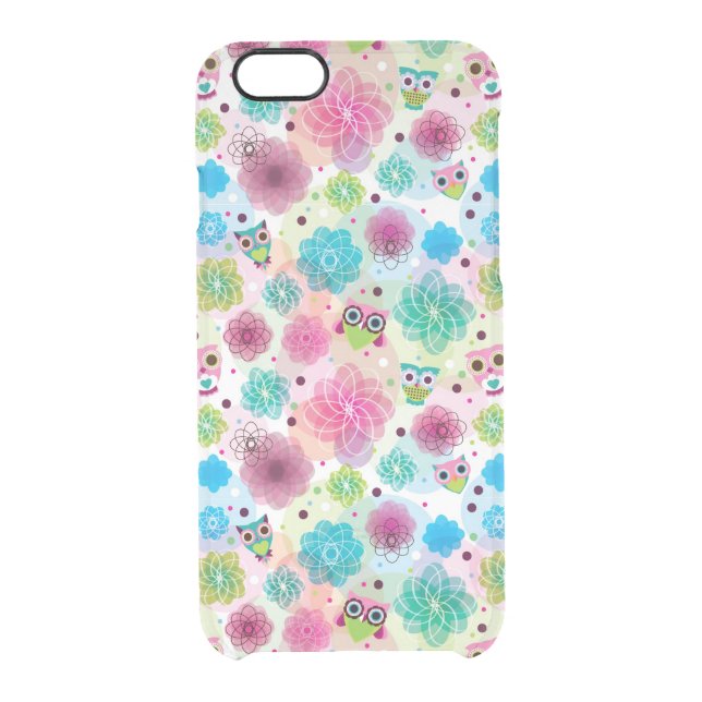 Cute flower owl background pattern uncommon iPhone case (Back)