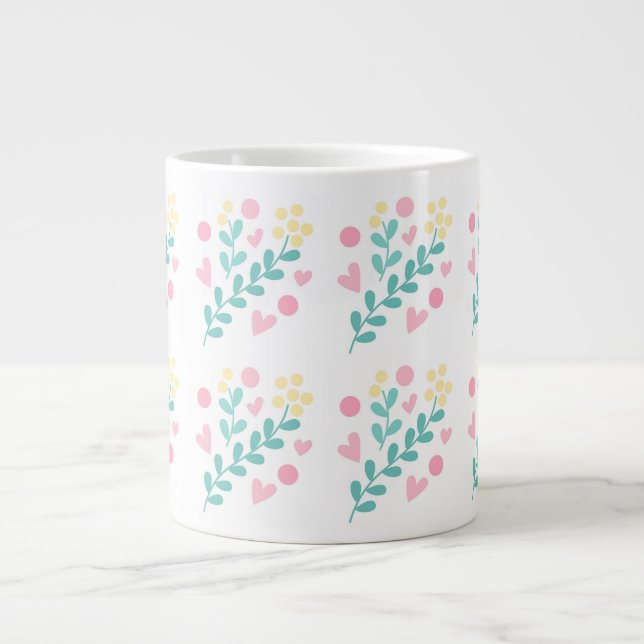 Cute flower pattern design giant coffee mug (Front)