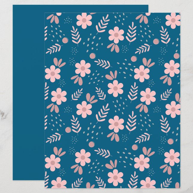 Cute flower Pattern Scrapbook Paper (Front/Back)