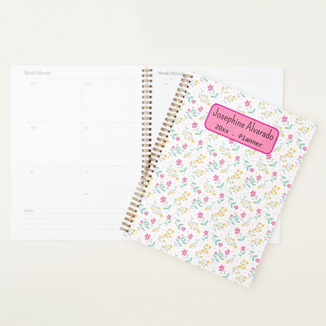 Cute Flower Pattern Weekly Monthly Planner (Display)