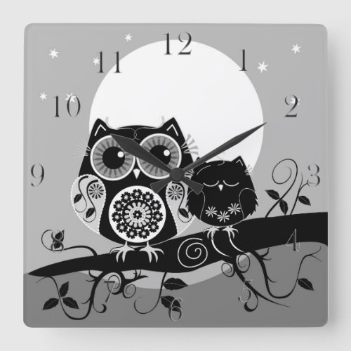 Cute Flower power Owls  custom clock numbers