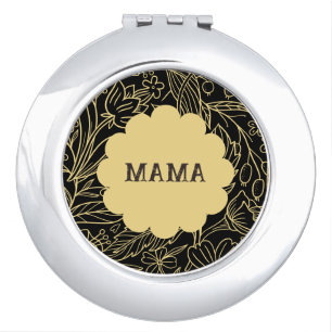 Cute Flower Print Personalized Compact Mirror