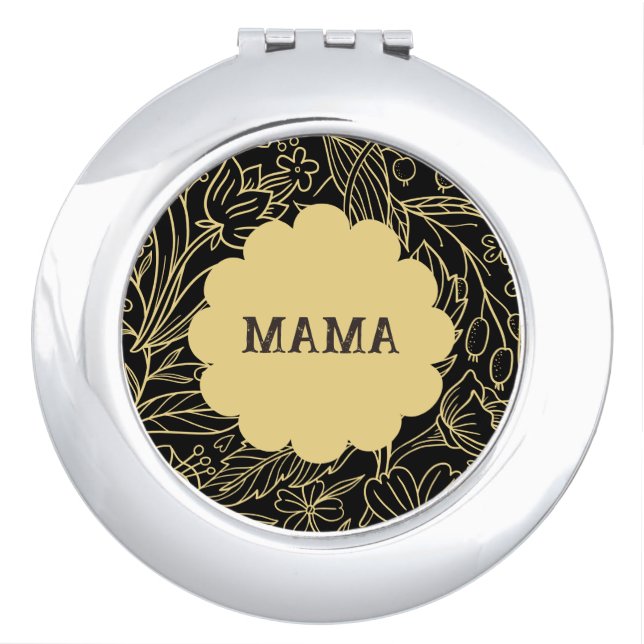 Cute Flower Print Personalized Compact Mirror (Front)