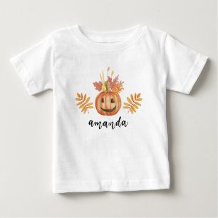 Cute Flower Pumpkin Halloween Fall  Baby T-Shirt
