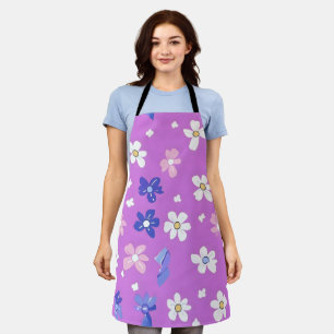 Cute Flower Purple Pattern Apron
