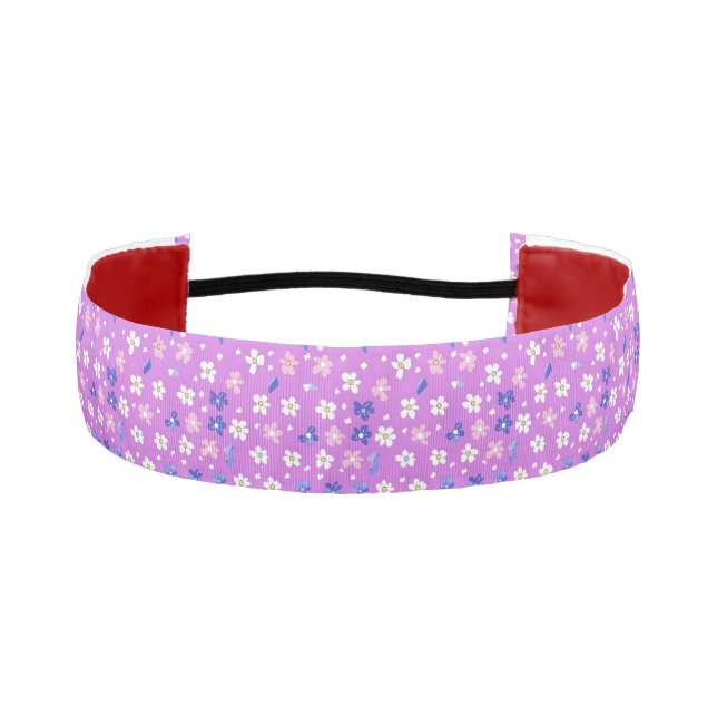 Cute Flower Purple Pattern Athletic Headband (Front)