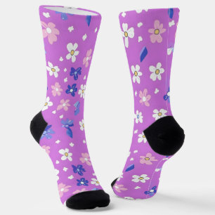 Cute Flower Purple Pattern Socks