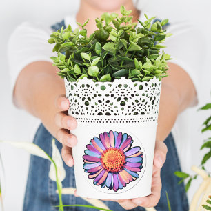 Cute Flower Purple Pink Blue Boho Daisy Bisexual Classic Round Sticker