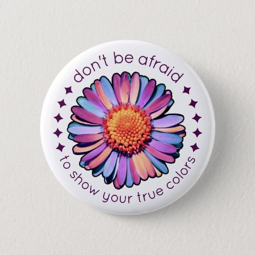 Cute Flower Purple Pink Blue Daisy Womens Bisexual Button