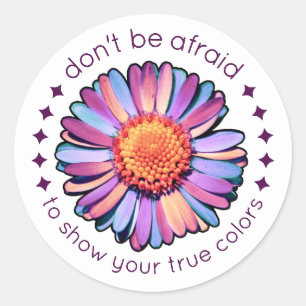 Cute Flower Purple Pink Blue Daisy Womens Bisexual Classic Round Sticker